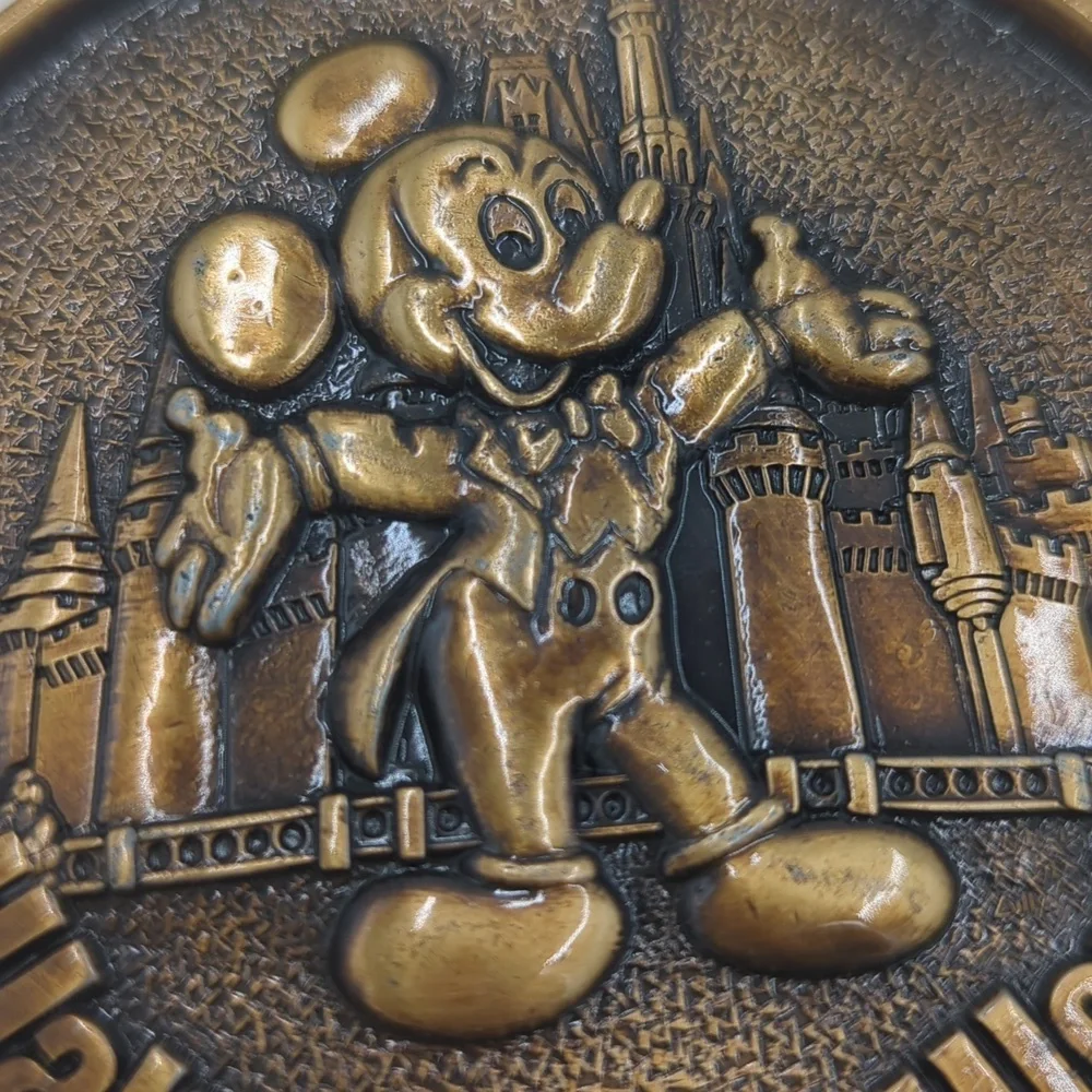 Mickey Mouse Walt Disney World Brass Metal Coasters pack of 4 Round Metal